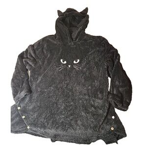 FUZZY CAT KITTEN Sweater Hoodie Pajamas Womens 2X Feline Ears Soft Warm Funny